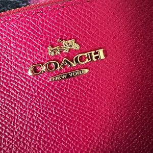 Coach Pink Leather Clutch with Gold Hardware